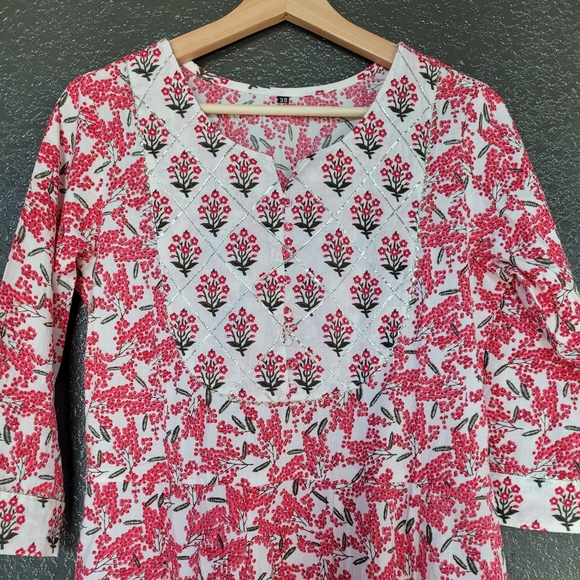 Indian/Pakistani Cotton Anarkali with dupatta - Picture 2 of 4